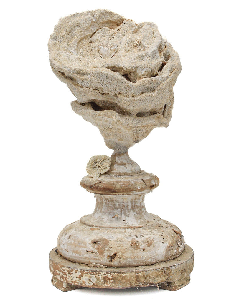 17th century Italian fragment base mounted with a large stromatolite and adorned smaller pieces.